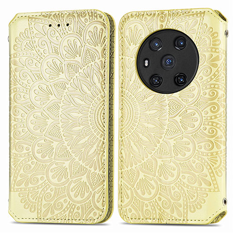 Coque Portefeuille Motif Fantaisie Livre Cuir Etui Clapet S01D pour Huawei Honor Magic3 5G Or