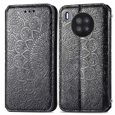 Coque Portefeuille Motif Fantaisie Livre Cuir Etui Clapet S01D pour Huawei Nova 8i Noir