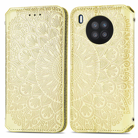 Coque Portefeuille Motif Fantaisie Livre Cuir Etui Clapet S01D pour Huawei Nova 8i Or