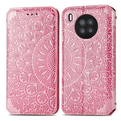 Coque Portefeuille Motif Fantaisie Livre Cuir Etui Clapet S01D pour Huawei Nova 8i Or Rose