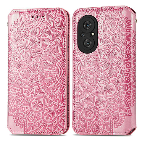 Coque Portefeuille Motif Fantaisie Livre Cuir Etui Clapet S01D pour Huawei Nova 9 SE Or Rose