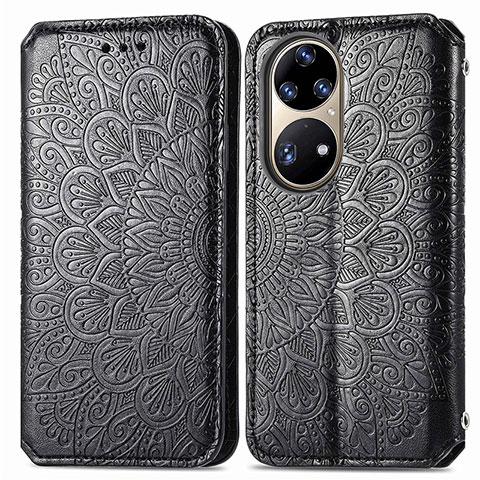 Coque Portefeuille Motif Fantaisie Livre Cuir Etui Clapet S01D pour Huawei P50 Noir