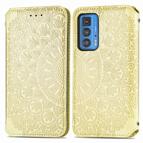 Coque Portefeuille Motif Fantaisie Livre Cuir Etui Clapet S01D pour Motorola Moto Edge 20 Pro 5G Or