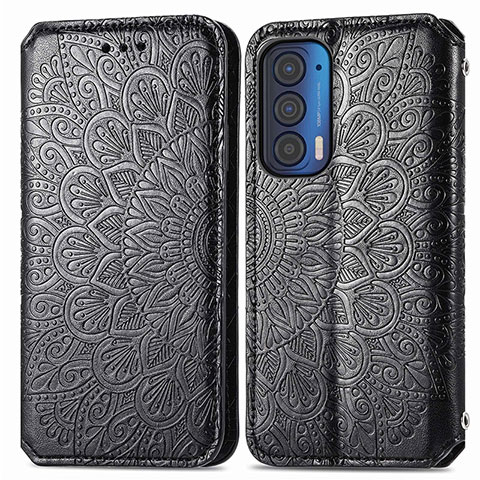 Coque Portefeuille Motif Fantaisie Livre Cuir Etui Clapet S01D pour Motorola Moto Edge (2021) 5G Noir