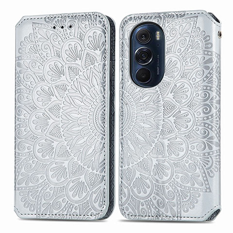 Coque Portefeuille Motif Fantaisie Livre Cuir Etui Clapet S01D pour Motorola Moto Edge Plus (2022) 5G Argent