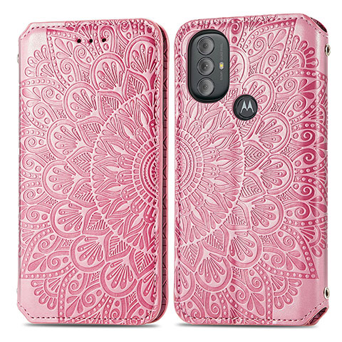 Coque Portefeuille Motif Fantaisie Livre Cuir Etui Clapet S01D pour Motorola Moto G Play (2023) Or Rose