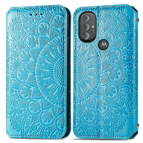 Coque Portefeuille Motif Fantaisie Livre Cuir Etui Clapet S01D pour Motorola Moto G Power (2022) Bleu