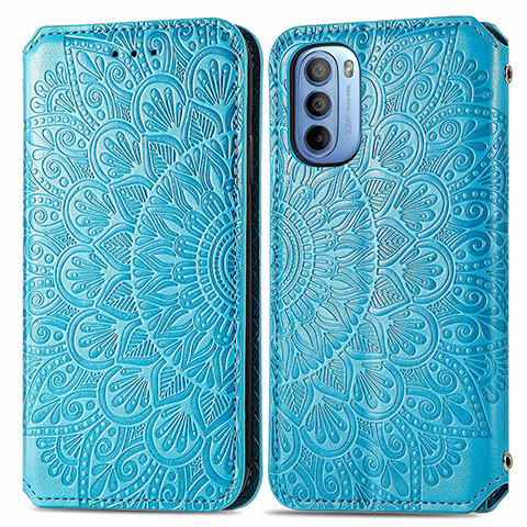 Coque Portefeuille Motif Fantaisie Livre Cuir Etui Clapet S01D pour Motorola Moto G31 Bleu