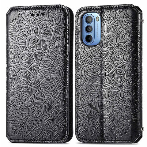 Coque Portefeuille Motif Fantaisie Livre Cuir Etui Clapet S01D pour Motorola Moto G31 Noir