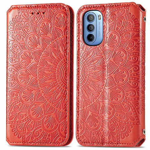 Coque Portefeuille Motif Fantaisie Livre Cuir Etui Clapet S01D pour Motorola Moto G31 Rouge