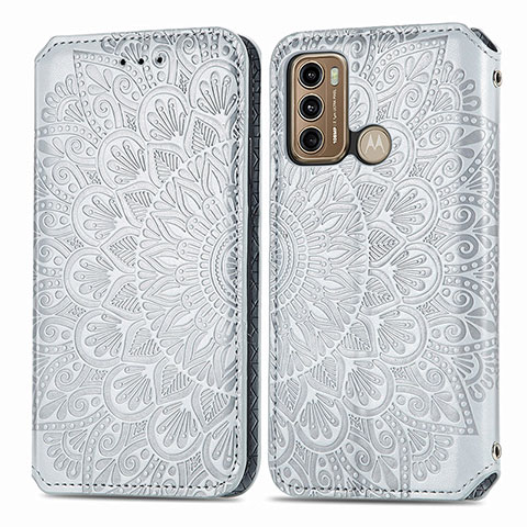 Coque Portefeuille Motif Fantaisie Livre Cuir Etui Clapet S01D pour Motorola Moto G40 Fusion Argent