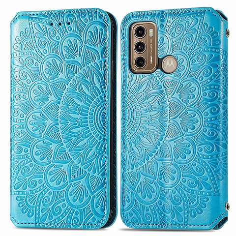 Coque Portefeuille Motif Fantaisie Livre Cuir Etui Clapet S01D pour Motorola Moto G40 Fusion Bleu