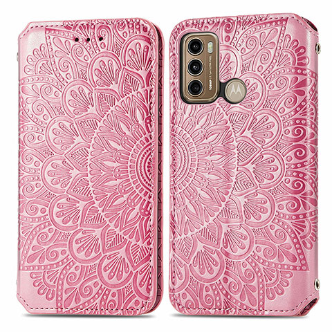 Coque Portefeuille Motif Fantaisie Livre Cuir Etui Clapet S01D pour Motorola Moto G40 Fusion Or Rose