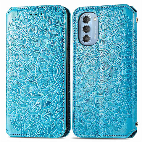 Coque Portefeuille Motif Fantaisie Livre Cuir Etui Clapet S01D pour Motorola Moto G51 5G Bleu