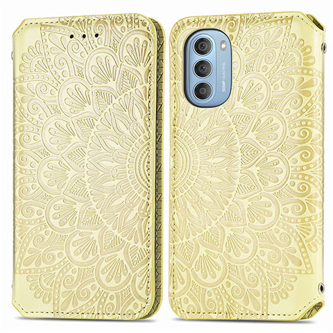 Coque Portefeuille Motif Fantaisie Livre Cuir Etui Clapet S01D pour Motorola Moto G51 5G Or