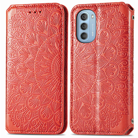 Coque Portefeuille Motif Fantaisie Livre Cuir Etui Clapet S01D pour Motorola Moto G51 5G Rouge