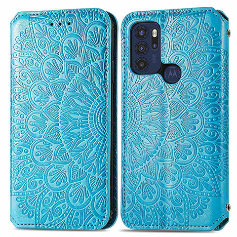 Coque Portefeuille Motif Fantaisie Livre Cuir Etui Clapet S01D pour Motorola Moto G60s Bleu