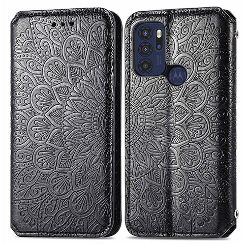 Coque Portefeuille Motif Fantaisie Livre Cuir Etui Clapet S01D pour Motorola Moto G60s Noir