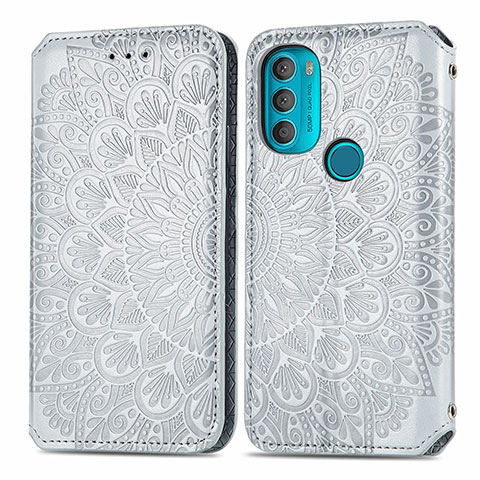 Coque Portefeuille Motif Fantaisie Livre Cuir Etui Clapet S01D pour Motorola Moto G71 5G Argent