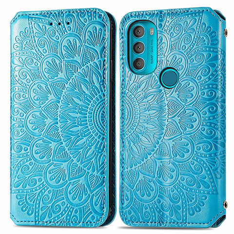 Coque Portefeuille Motif Fantaisie Livre Cuir Etui Clapet S01D pour Motorola Moto G71 5G Bleu