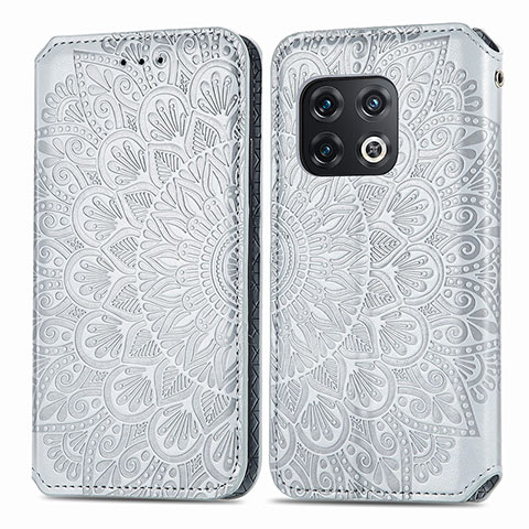 Coque Portefeuille Motif Fantaisie Livre Cuir Etui Clapet S01D pour OnePlus 10 Pro 5G Argent