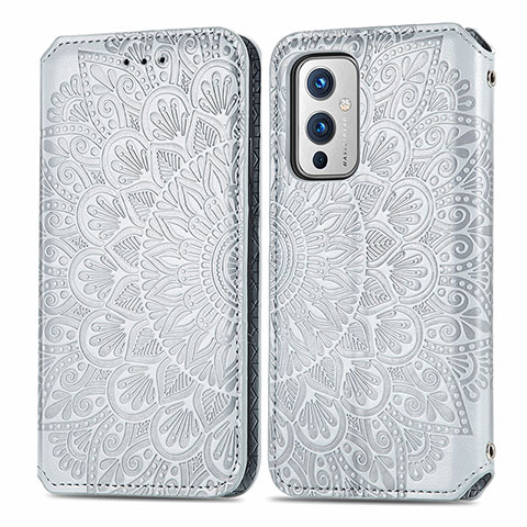 Coque Portefeuille Motif Fantaisie Livre Cuir Etui Clapet S01D pour OnePlus 9 5G Argent