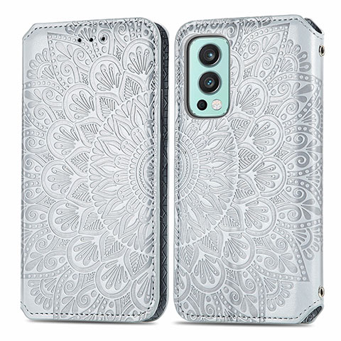 Coque Portefeuille Motif Fantaisie Livre Cuir Etui Clapet S01D pour OnePlus Nord 2 5G Argent