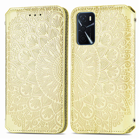 Coque Portefeuille Motif Fantaisie Livre Cuir Etui Clapet S01D pour Oppo A16 Or