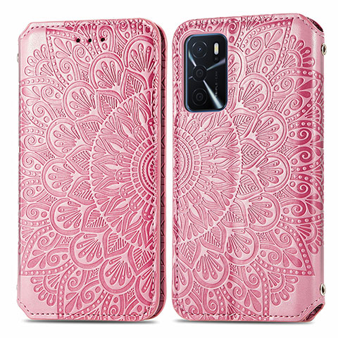 Coque Portefeuille Motif Fantaisie Livre Cuir Etui Clapet S01D pour Oppo A16 Or Rose