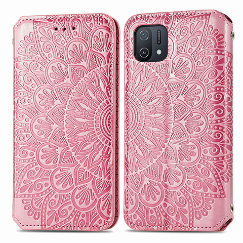 Coque Portefeuille Motif Fantaisie Livre Cuir Etui Clapet S01D pour Oppo A16e Or Rose