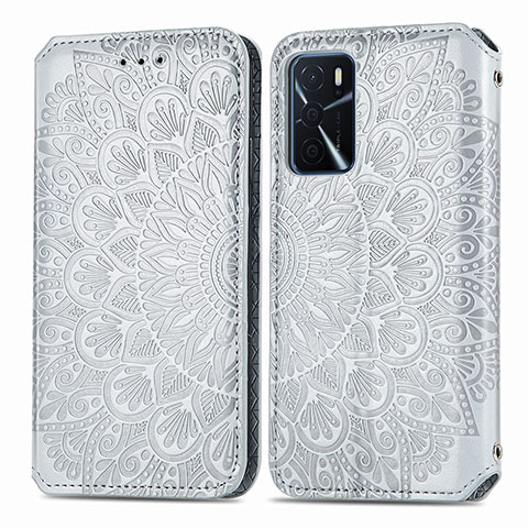 Coque Portefeuille Motif Fantaisie Livre Cuir Etui Clapet S01D pour Oppo A16s Argent