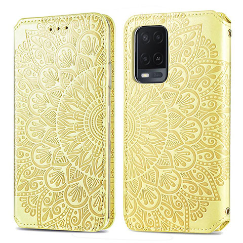 Coque Portefeuille Motif Fantaisie Livre Cuir Etui Clapet S01D pour Oppo A54 4G Or