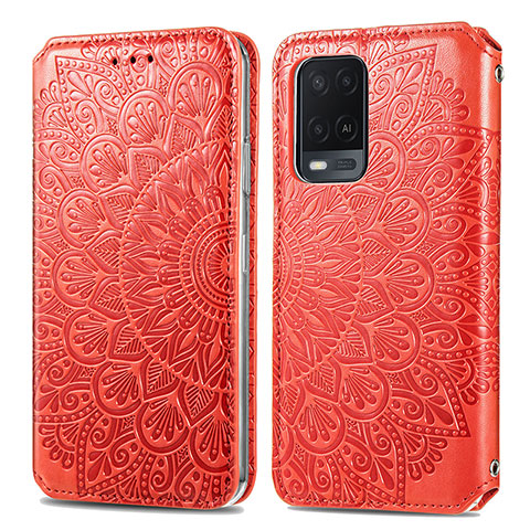 Coque Portefeuille Motif Fantaisie Livre Cuir Etui Clapet S01D pour Oppo A54 4G Rouge