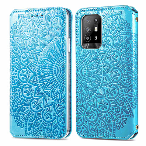 Coque Portefeuille Motif Fantaisie Livre Cuir Etui Clapet S01D pour Oppo A94 5G Bleu