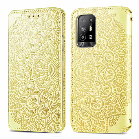 Coque Portefeuille Motif Fantaisie Livre Cuir Etui Clapet S01D pour Oppo A94 5G Or