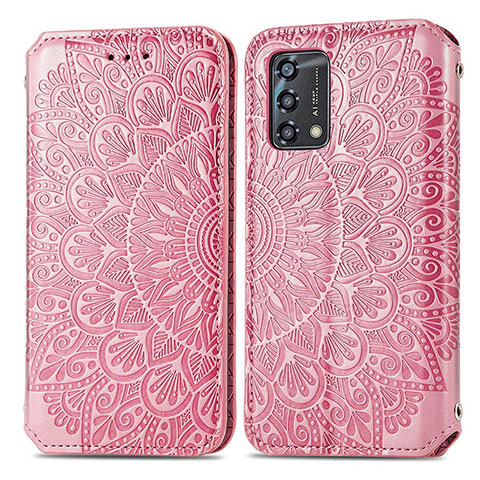 Coque Portefeuille Motif Fantaisie Livre Cuir Etui Clapet S01D pour Oppo A95 4G Or Rose