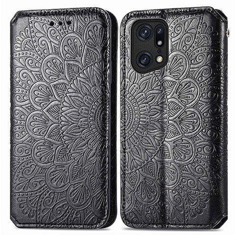 Coque Portefeuille Motif Fantaisie Livre Cuir Etui Clapet S01D pour Oppo Find X5 Pro 5G Noir