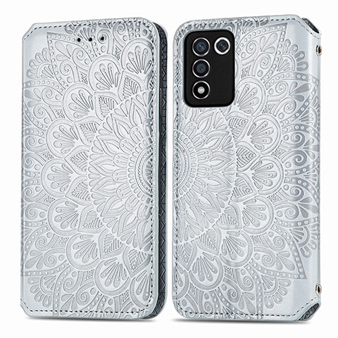 Coque Portefeuille Motif Fantaisie Livre Cuir Etui Clapet S01D pour Oppo K9S 5G Argent