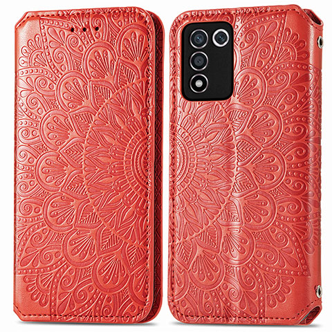 Coque Portefeuille Motif Fantaisie Livre Cuir Etui Clapet S01D pour Oppo K9S 5G Rouge