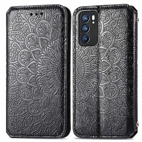 Coque Portefeuille Motif Fantaisie Livre Cuir Etui Clapet S01D pour Oppo Reno6 5G Noir