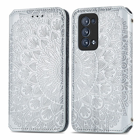 Coque Portefeuille Motif Fantaisie Livre Cuir Etui Clapet S01D pour Oppo Reno6 Pro 5G Argent