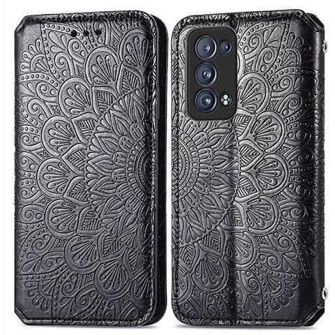 Coque Portefeuille Motif Fantaisie Livre Cuir Etui Clapet S01D pour Oppo Reno6 Pro 5G Noir