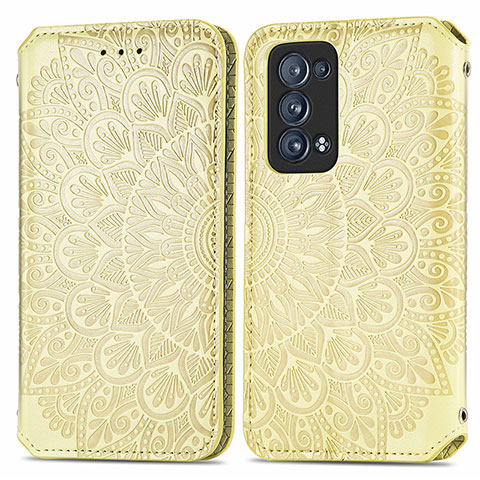 Coque Portefeuille Motif Fantaisie Livre Cuir Etui Clapet S01D pour Oppo Reno6 Pro 5G Or