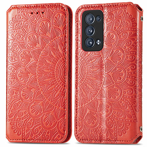 Coque Portefeuille Motif Fantaisie Livre Cuir Etui Clapet S01D pour Oppo Reno6 Pro 5G Rouge