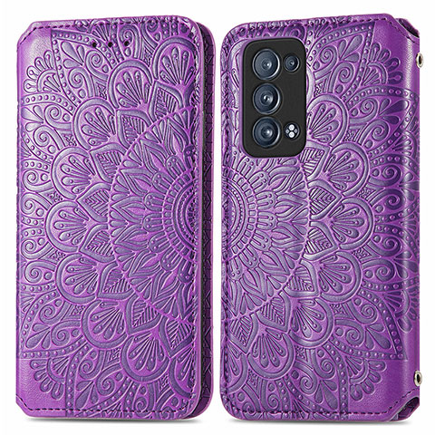 Coque Portefeuille Motif Fantaisie Livre Cuir Etui Clapet S01D pour Oppo Reno6 Pro 5G Violet