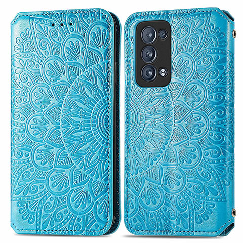 Coque Portefeuille Motif Fantaisie Livre Cuir Etui Clapet S01D pour Oppo Reno6 Pro+ Plus 5G Bleu