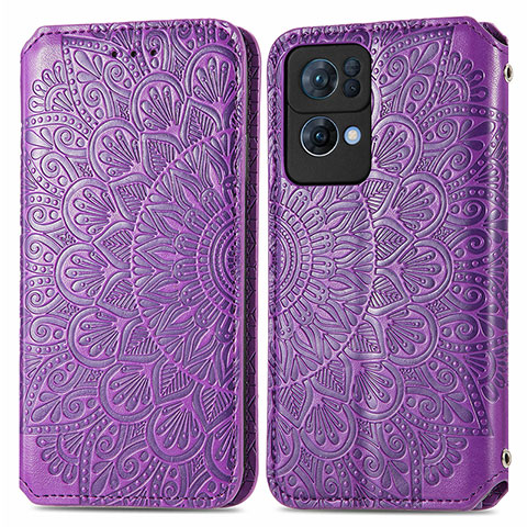 Coque Portefeuille Motif Fantaisie Livre Cuir Etui Clapet S01D pour Oppo Reno7 Pro 5G Violet