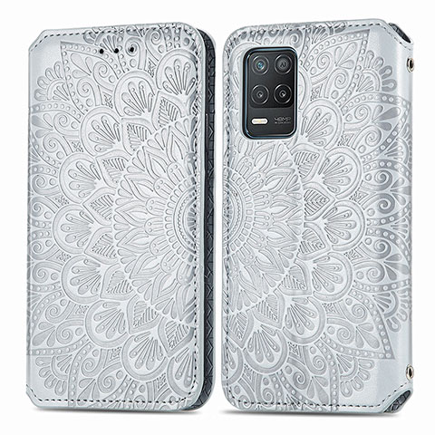 Coque Portefeuille Motif Fantaisie Livre Cuir Etui Clapet S01D pour Realme 8 5G Argent