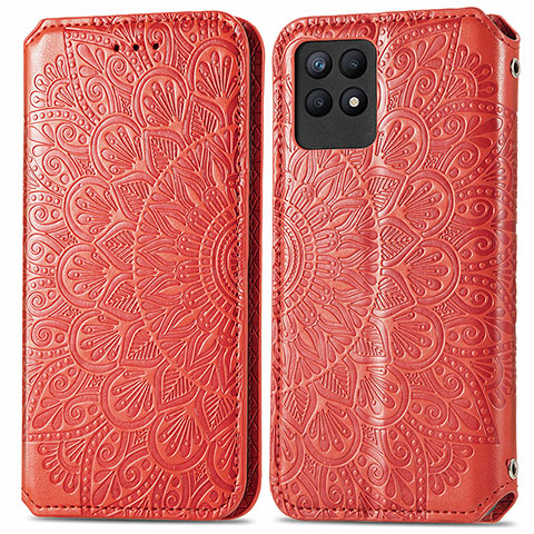 Coque Portefeuille Motif Fantaisie Livre Cuir Etui Clapet S01D pour Realme 8i Rouge