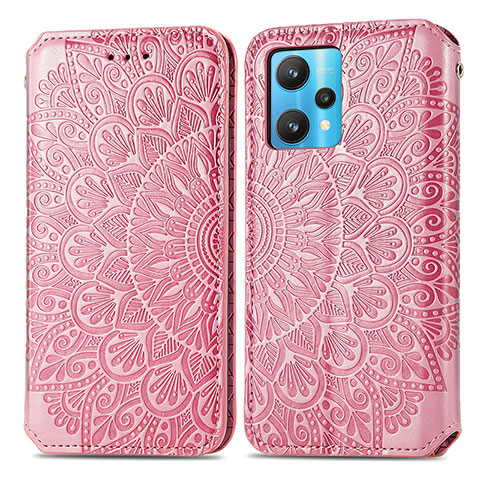 Coque Portefeuille Motif Fantaisie Livre Cuir Etui Clapet S01D pour Realme 9 4G Or Rose